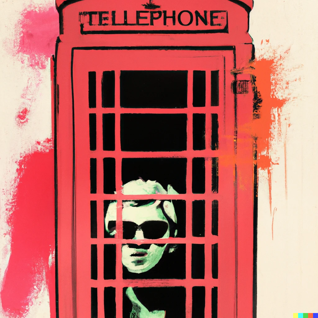 Andy Warhol in a Banksy Phone Booth